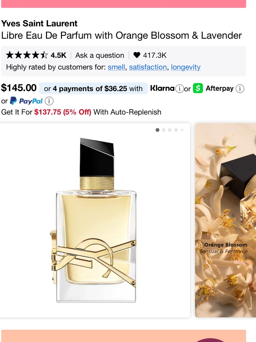 Yves Saint Laurent Clear Glass Perfume Bottle with Gold Logo and Black Cap